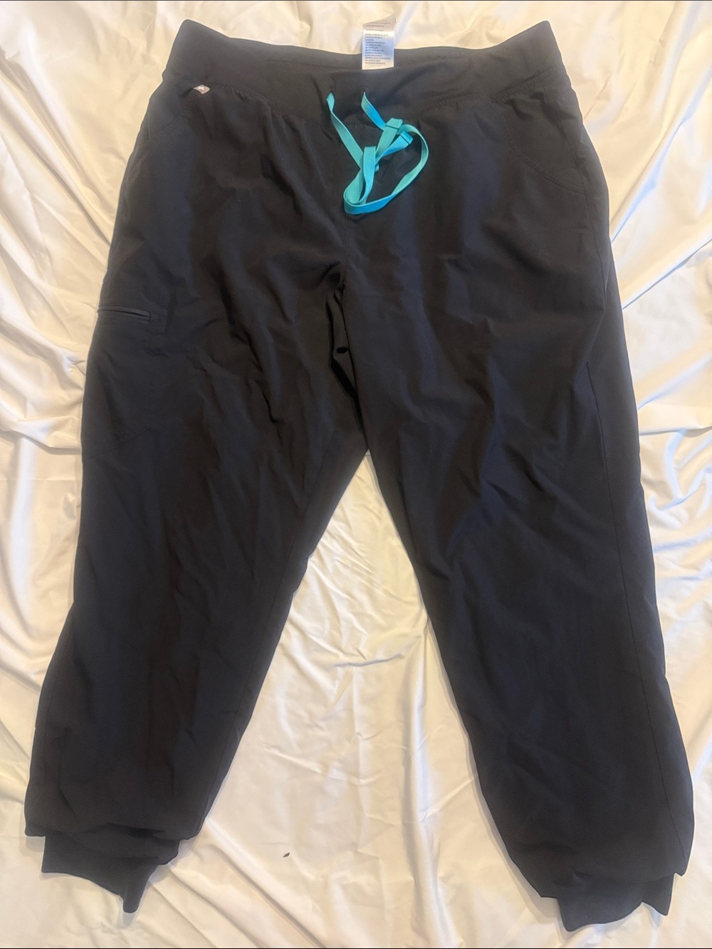 Figs Black Jogger Pants with Teal Drawstring